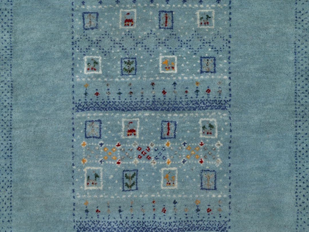 2'11" x 5'6" New Hand Knotted Blue Wool Rectangle Oriental Rug - MOA10291311