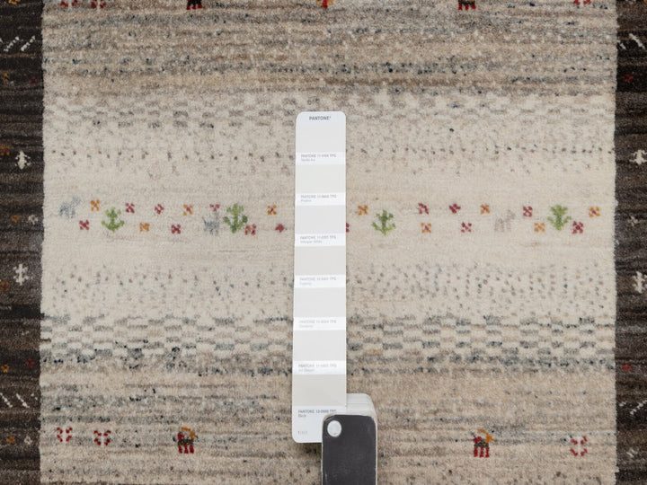 3'0" x 5'0" New Hand Knotted Ivory Wool Rectangle Oriental Rug - MOA10291313