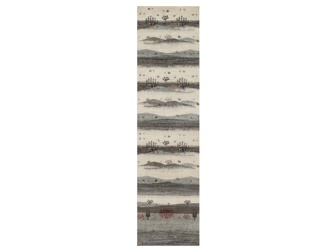 2'6" x 9'10" New Hand Knotted Ivory Wool Runner Oriental Rug - MOA10291317