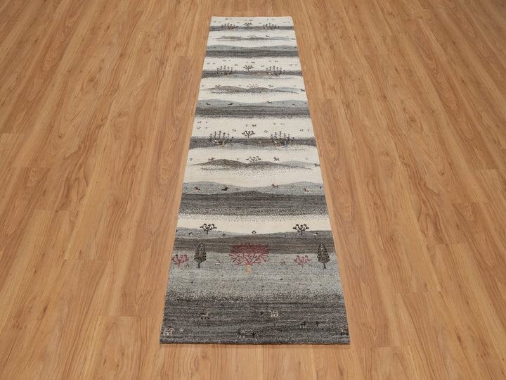 2'6" x 9'10" New Hand Knotted Ivory Wool Runner Oriental Rug - MOA10291317