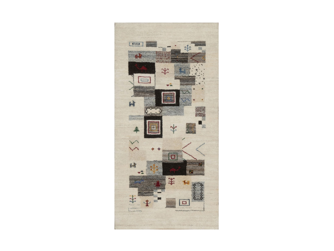 2'5" x 4'9" New Hand Knotted Ivory Wool Runner Oriental Rug - MOA10291318