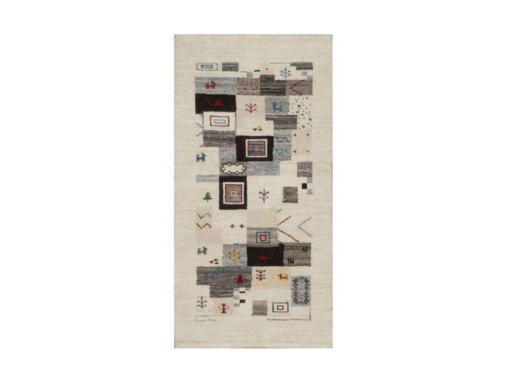 2'5" x 4'9" New Hand Knotted Ivory Wool Runner Oriental Rug - MOA10291318