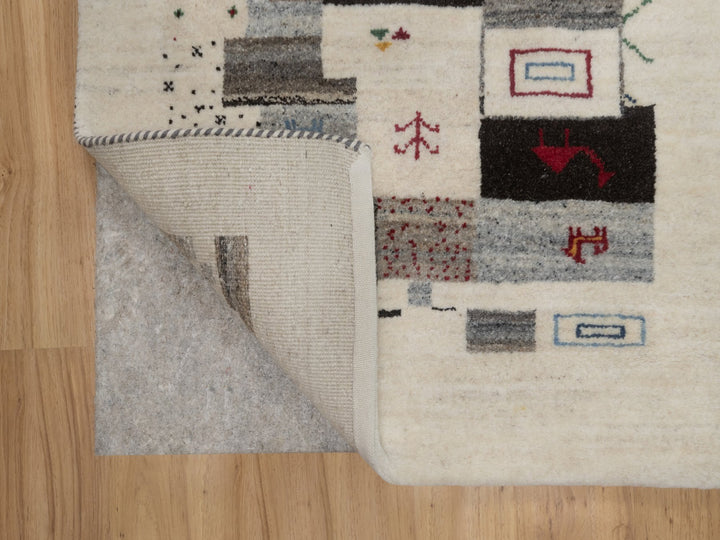 2'5" x 4'9" New Hand Knotted Ivory Wool Runner Oriental Rug - MOA10291318