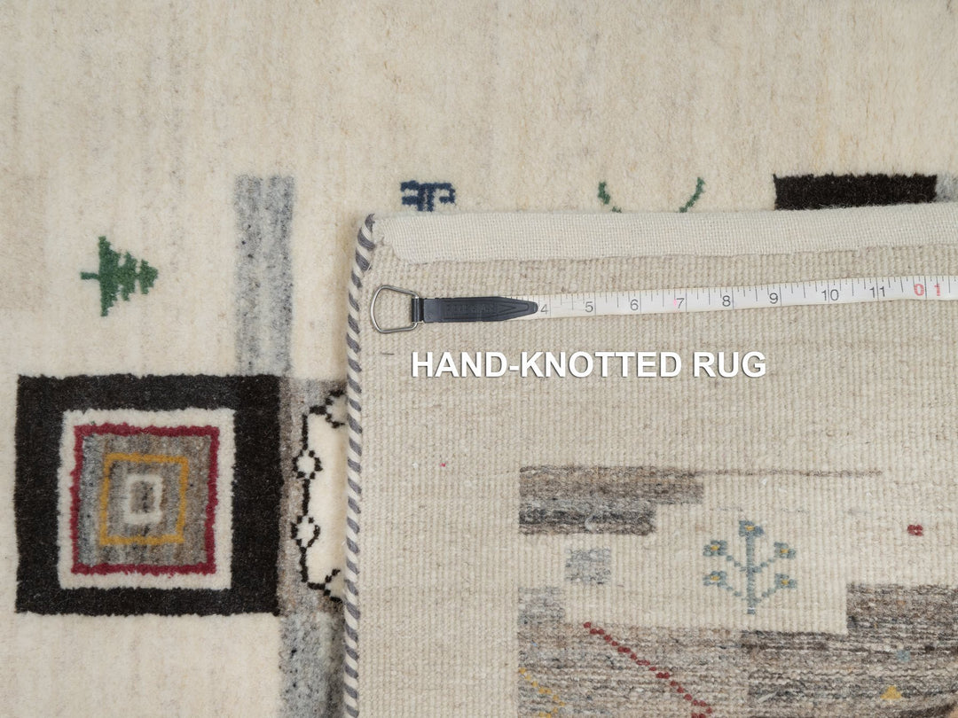 2'5" x 4'9" New Hand Knotted Ivory Wool Runner Oriental Rug - MOA10291318
