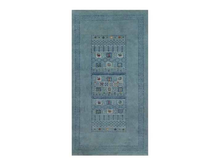 2'3" x 4'5" New Hand Knotted Blue Wool Rectangle Oriental Rug - MOA10291319
