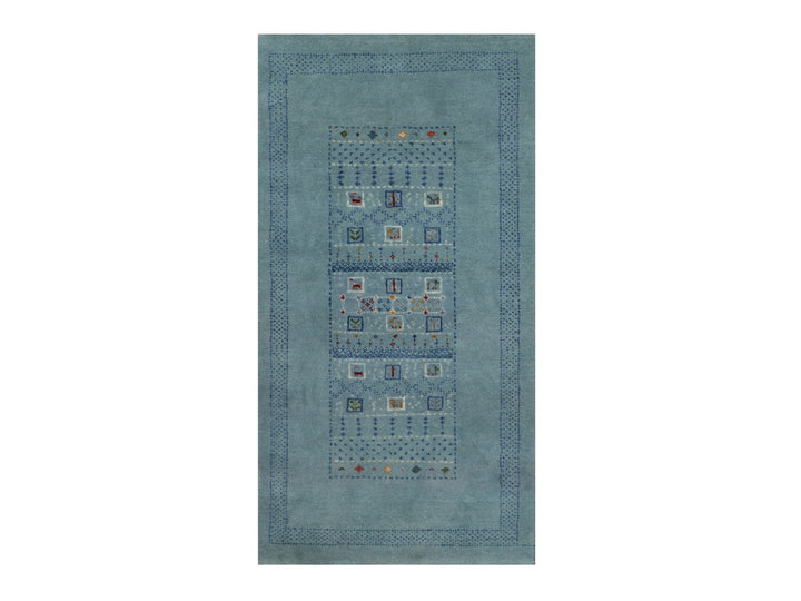 2'3" x 4'5" New Hand Knotted Blue Wool Rectangle Oriental Rug - MOA10291320