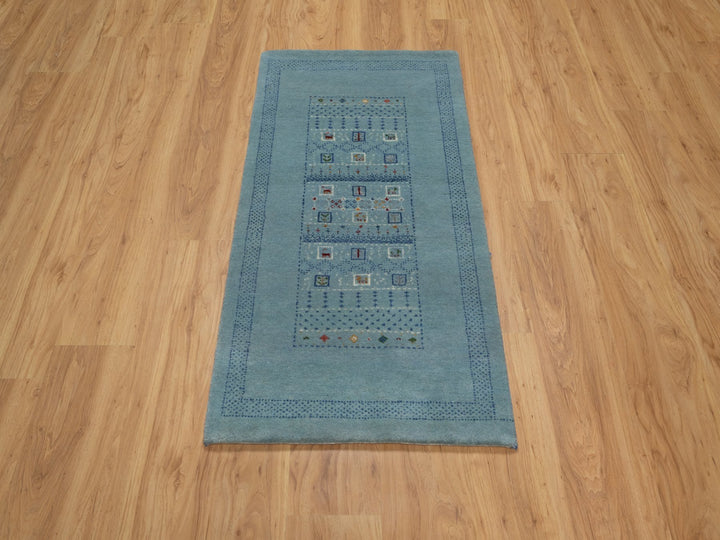 2'3" x 4'5" New Hand Knotted Blue Wool Rectangle Oriental Rug - MOA10291320