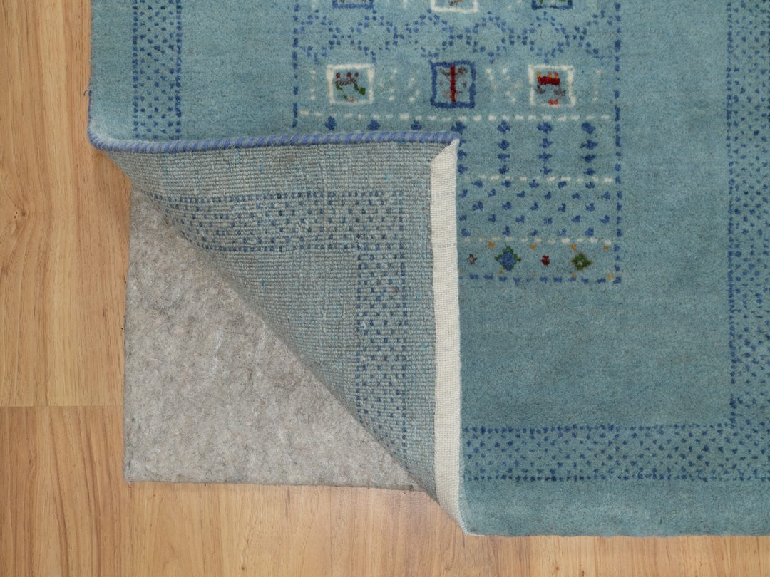 2'3" x 4'5" New Hand Knotted Blue Wool Rectangle Oriental Rug - MOA10291320