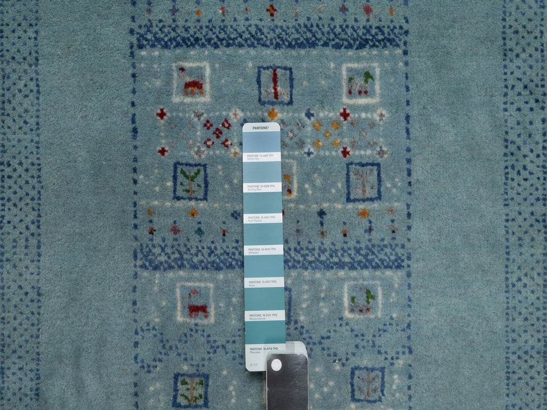 2'3" x 4'5" New Hand Knotted Blue Wool Rectangle Oriental Rug - MOA10291320