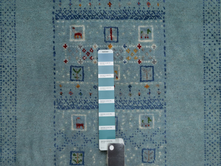 2'3" x 4'5" New Hand Knotted Blue Wool Rectangle Oriental Rug - MOA10291320
