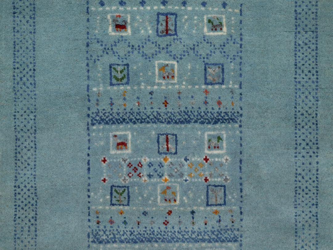 2'3" x 4'5" New Hand Knotted Blue Wool Rectangle Oriental Rug - MOA10291320