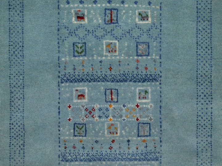 2'3" x 4'5" New Hand Knotted Blue Wool Rectangle Oriental Rug - MOA10291320