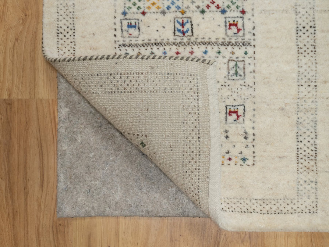 2'0" x 3'1" New Hand Knotted Ivory Wool Rectangle Oriental Rug - MOA10291321