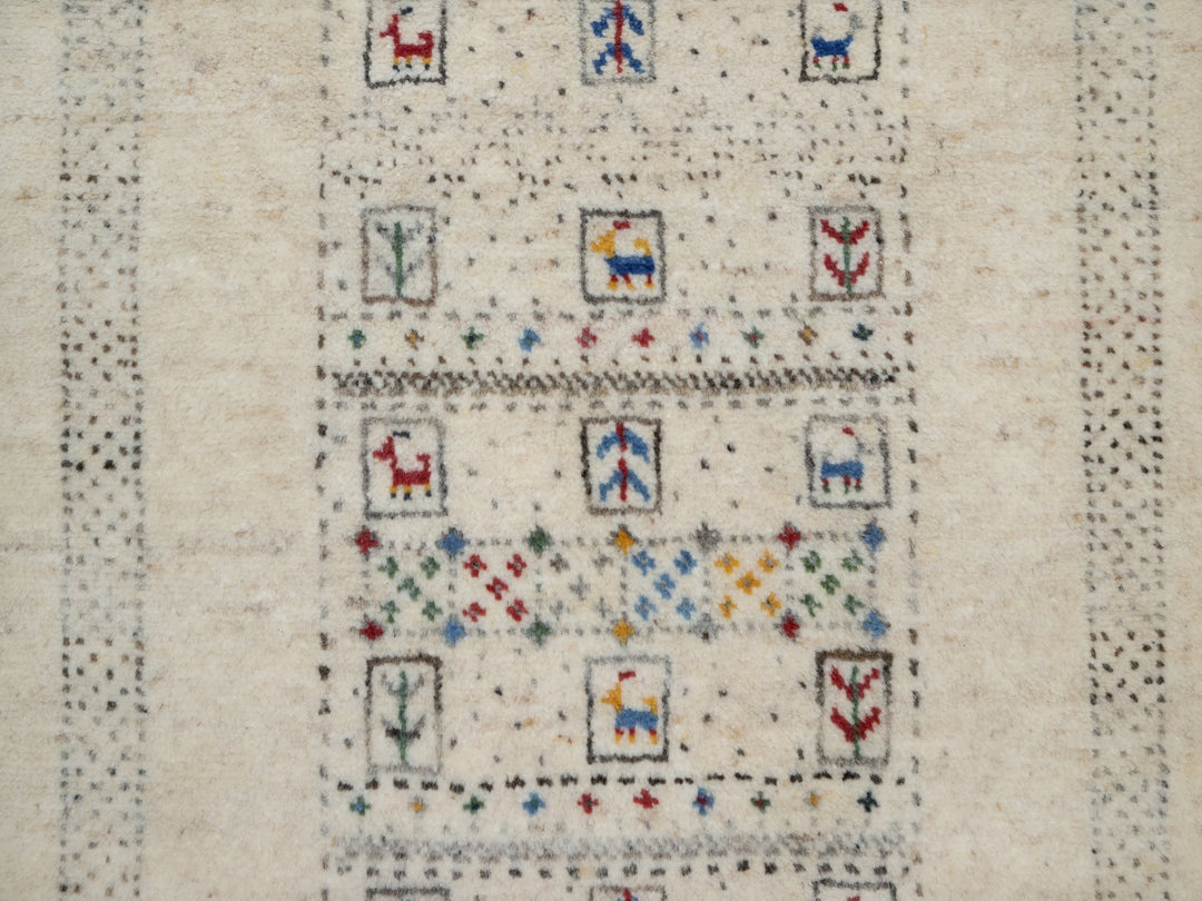 2'0" x 3'1" New Hand Knotted Ivory Wool Rectangle Oriental Rug - MOA10291321