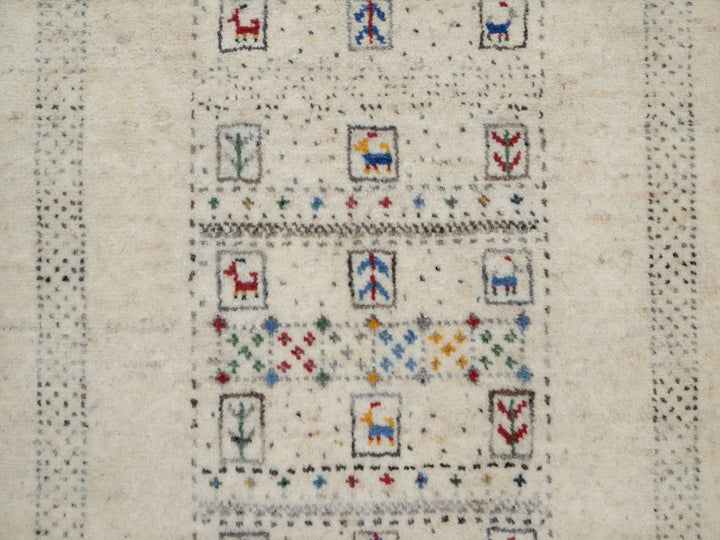 2'0" x 3'1" New Hand Knotted Ivory Wool Rectangle Oriental Rug - MOA10291321