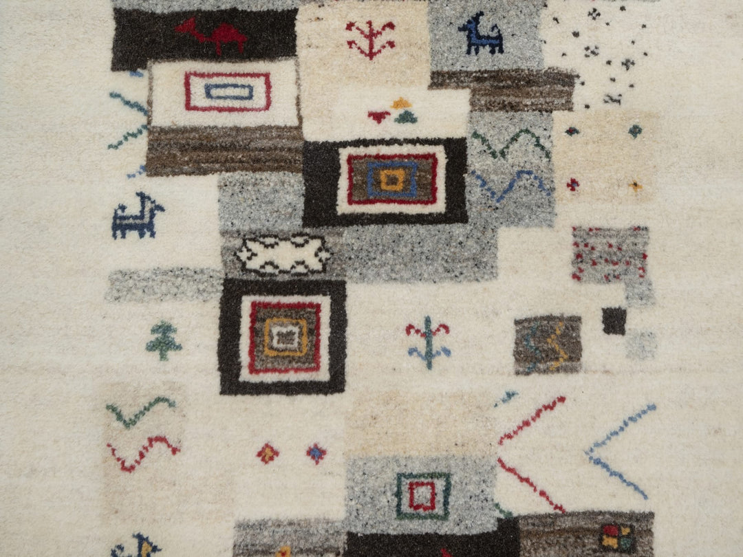 2'1" x 3'1" New Hand Knotted Ivory Wool Rectangle Oriental Rug - MOA10291323