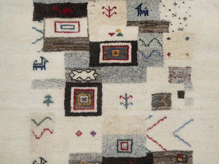 2'1" x 3'1" New Hand Knotted Ivory Wool Rectangle Oriental Rug - MOA10291323