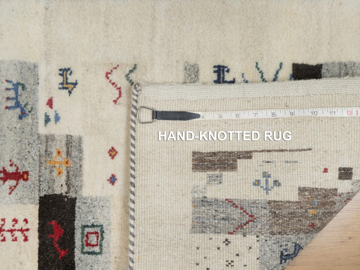 2'1" x 3'1" New Hand Knotted Ivory Wool Rectangle Oriental Rug - MOA10291323
