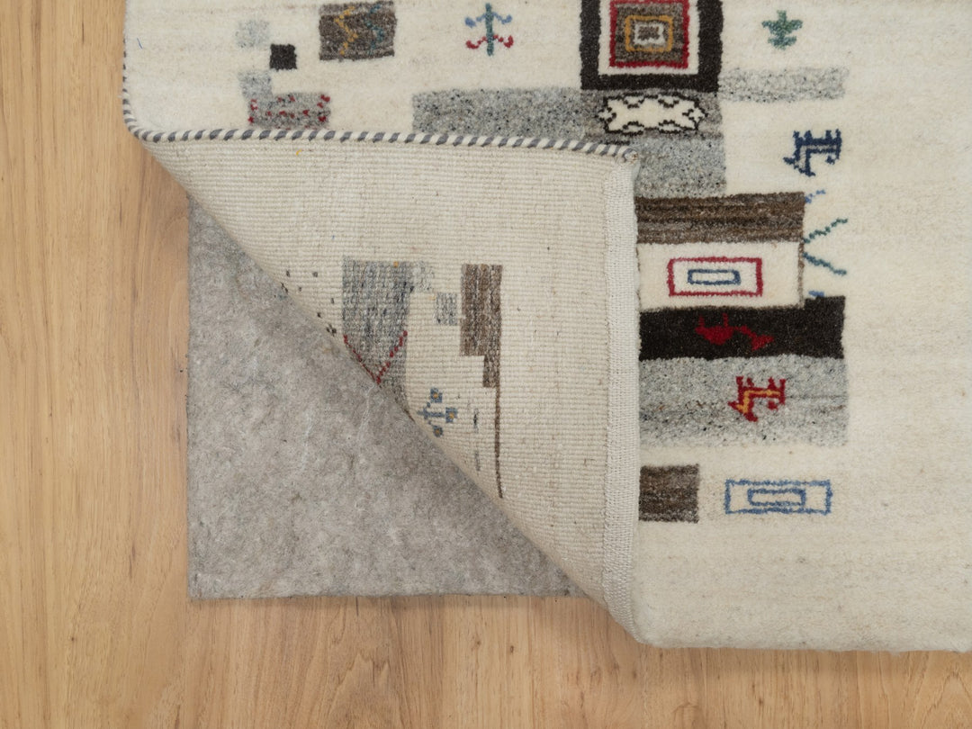 2'0" x 3'1" New Hand Knotted Ivory Wool Rectangle Oriental Rug - MOA10291324