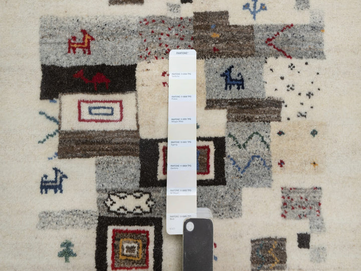 2'0" x 3'1" New Hand Knotted Ivory Wool Rectangle Oriental Rug - MOA10291324