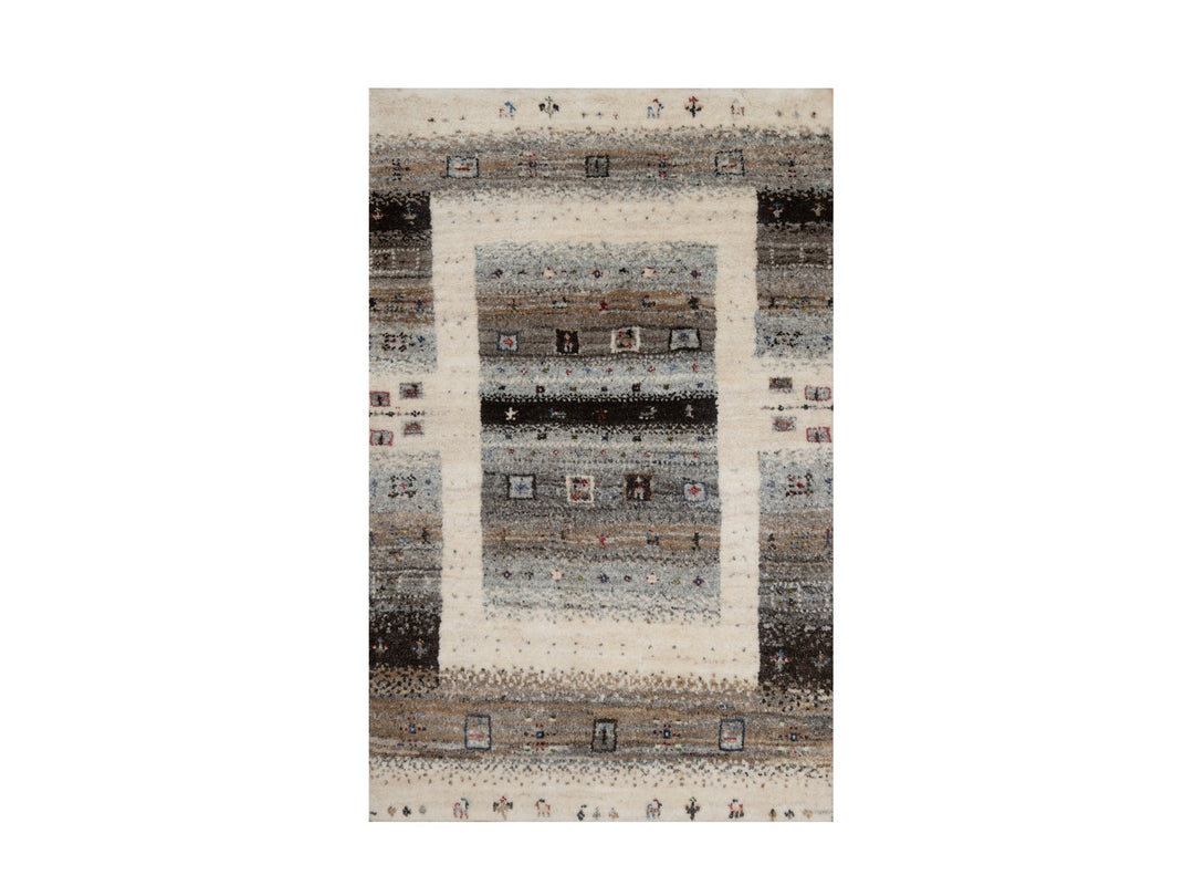 1'11" x 2'11" New Hand Knotted Ivory Wool Rectangle Oriental Rug - MOA10291325