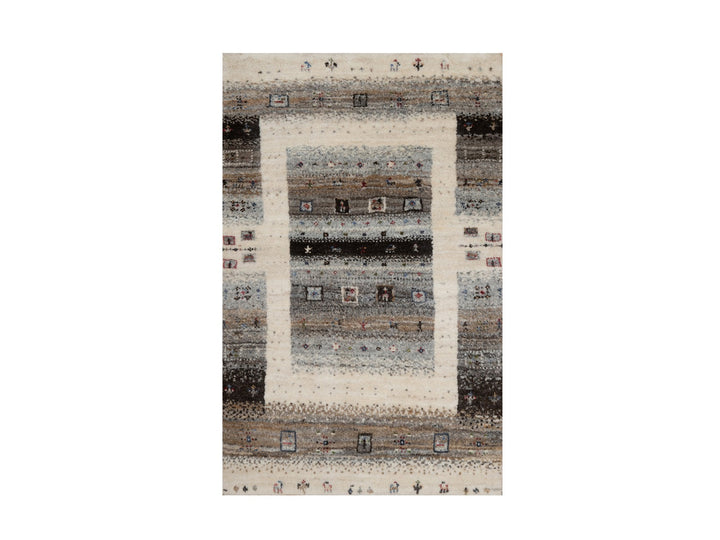1'11" x 2'11" New Hand Knotted Ivory Wool Rectangle Oriental Rug - MOA10291325