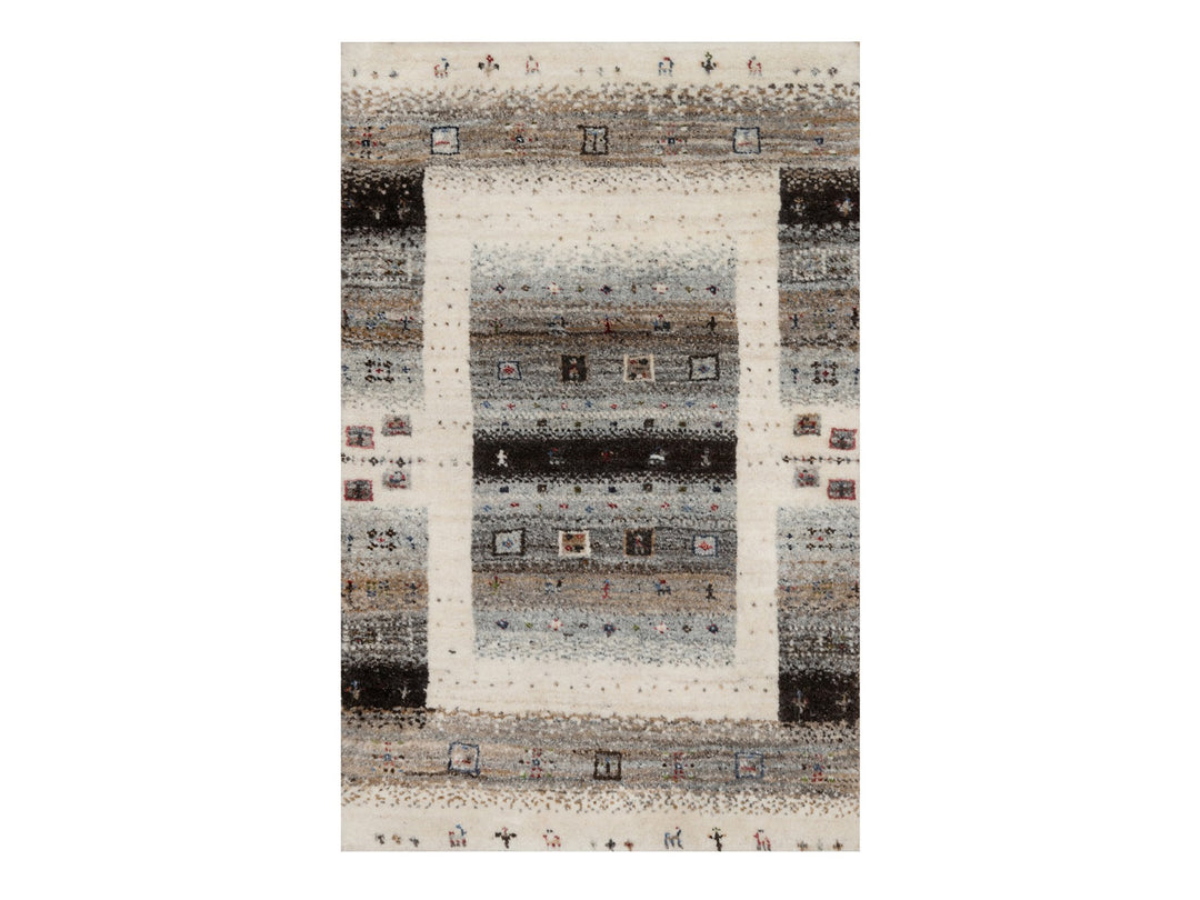 1'11" x 3'0" New Hand Knotted Ivory Wool Rectangle Oriental Rug - MOA10291326