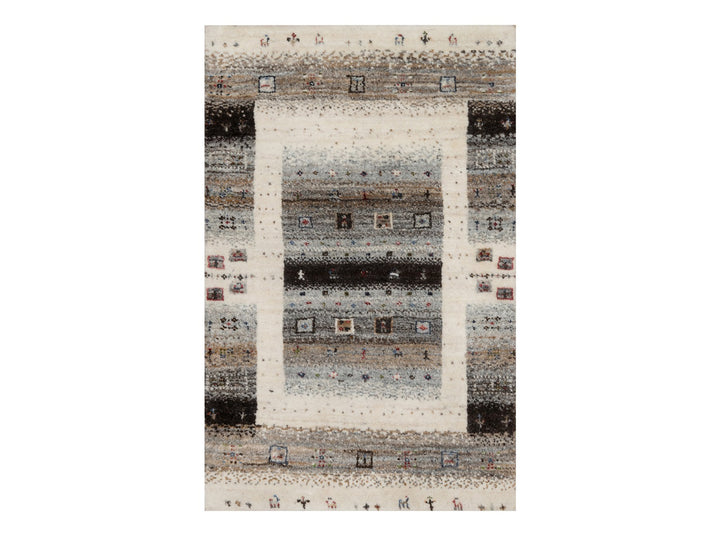 1'11" x 3'0" New Hand Knotted Ivory Wool Rectangle Oriental Rug - MOA10291326