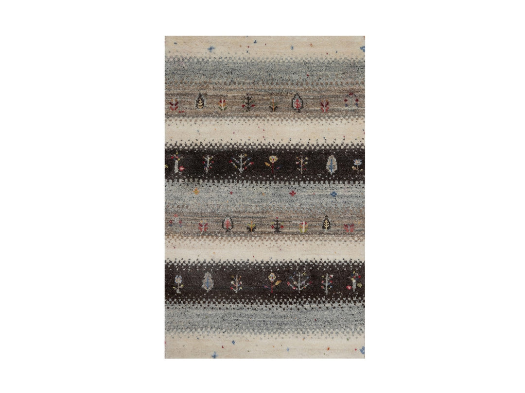 1'11" x 3'1" New Hand Knotted Ivory Wool Rectangle Oriental Rug - MOA10291327