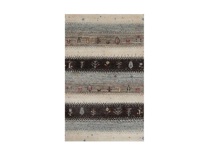 1'11" x 3'1" New Hand Knotted Ivory Wool Rectangle Oriental Rug - MOA10291327