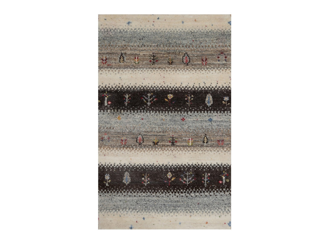 2'0" x 3'1" New Hand Knotted Ivory Wool Rectangle Oriental Rug - MOA10291328