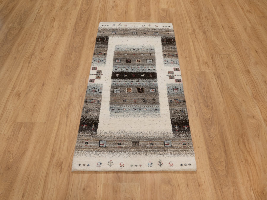 2'3" x 4'6" New Hand Knotted Ivory Wool Rectangle Oriental Rug - MOA10291330