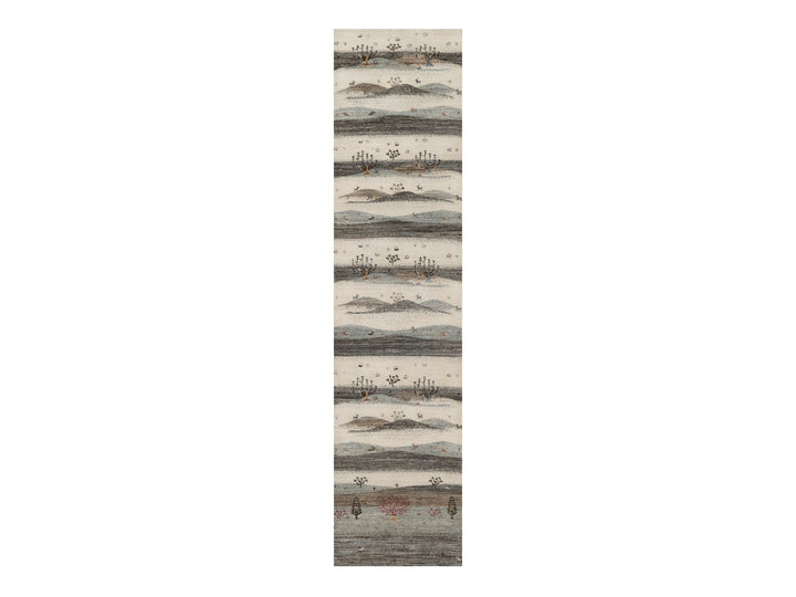 2'8" x 11'6" New Hand Knotted Ivory Wool Runner Oriental Rug - MOA10291335