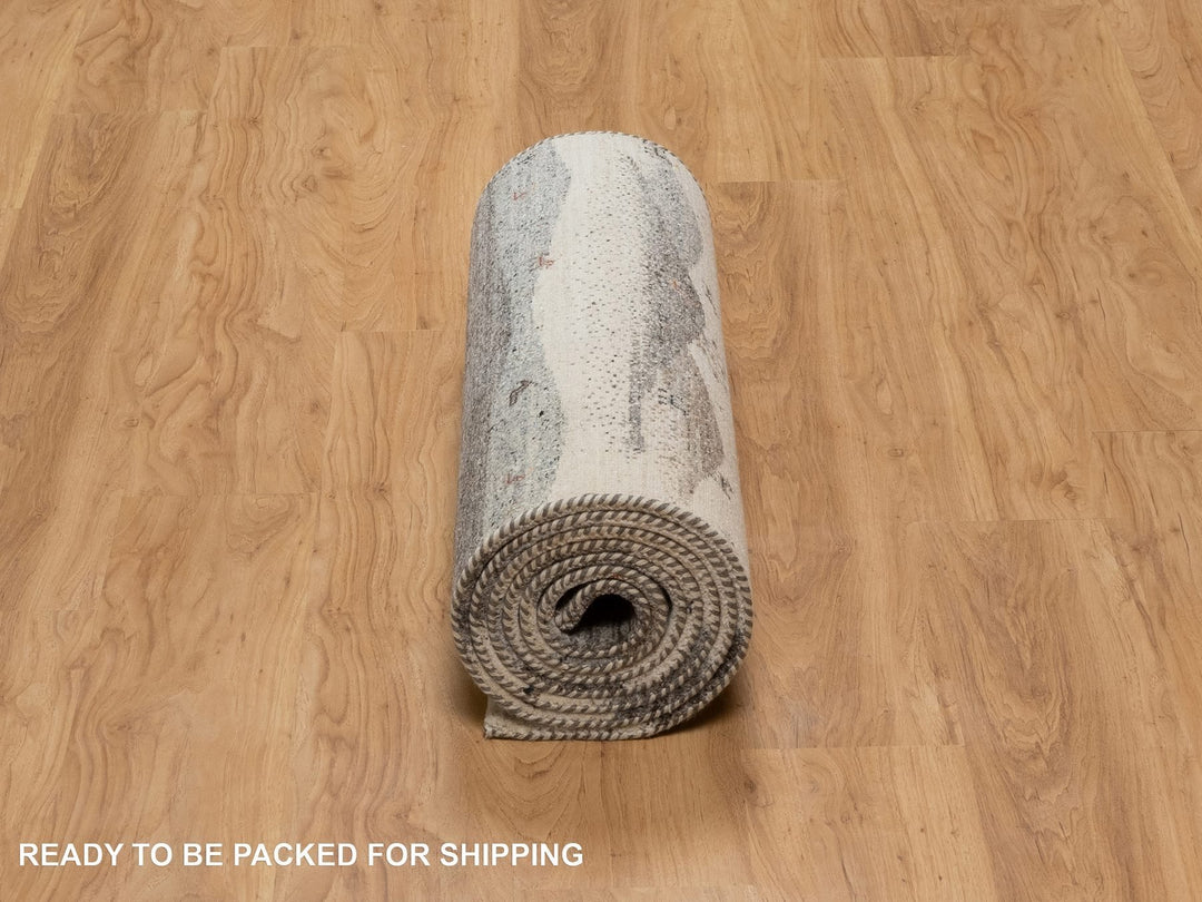 2'8" x 11'6" New Hand Knotted Ivory Wool Runner Oriental Rug - MOA10291335