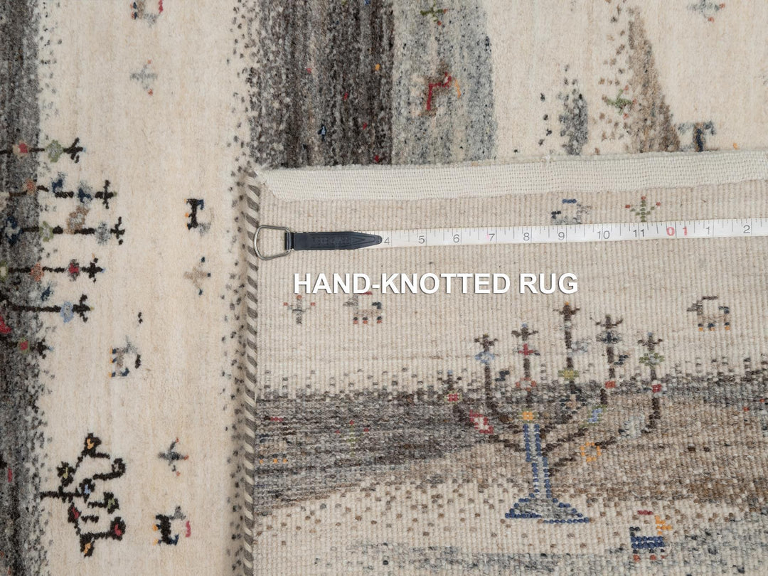 2'8" x 11'6" New Hand Knotted Ivory Wool Runner Oriental Rug - MOA10291335