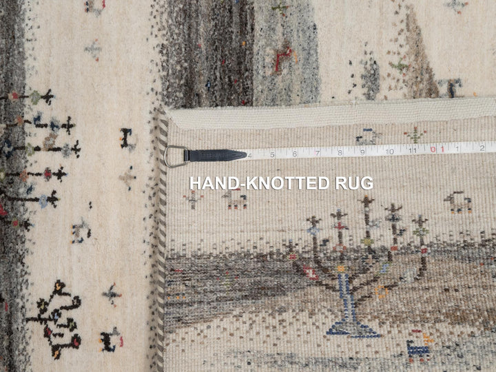 2'8" x 11'6" New Hand Knotted Ivory Wool Runner Oriental Rug - MOA10291335