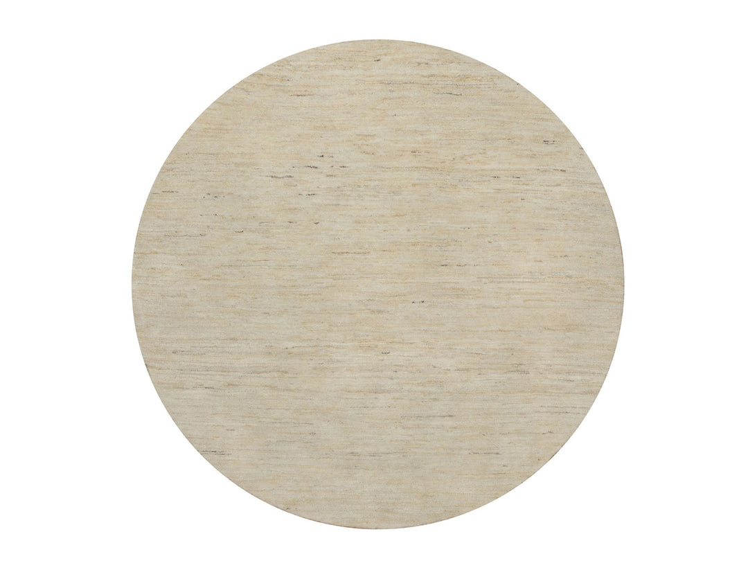 4'11" x 4'11" New Hand Knotted Ivory Wool Round Oriental Rug - MOA10291336