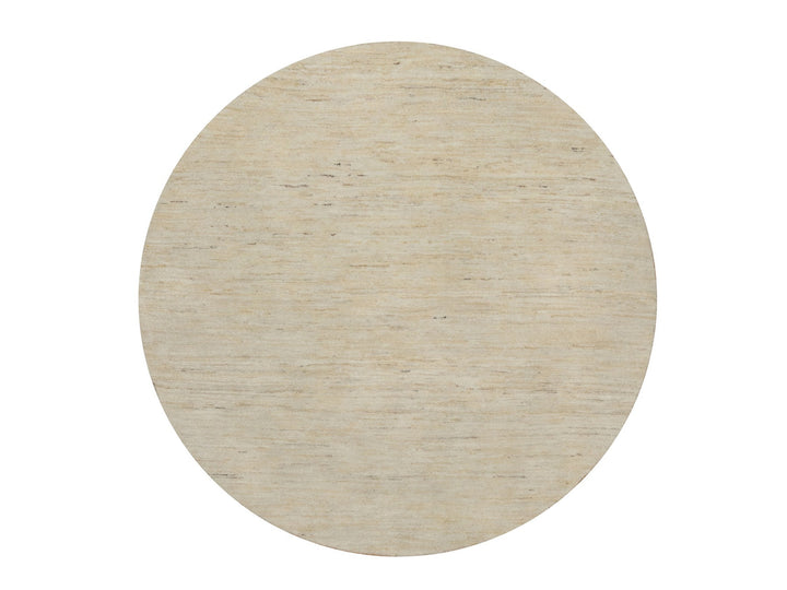 4'11" x 4'11" New Hand Knotted Ivory Wool Round Oriental Rug - MOA10291336