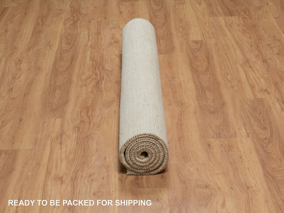 5'0" x 6'5" New Hand Knotted Ivory Wool Rectangle Oriental Rug - MOA10291337