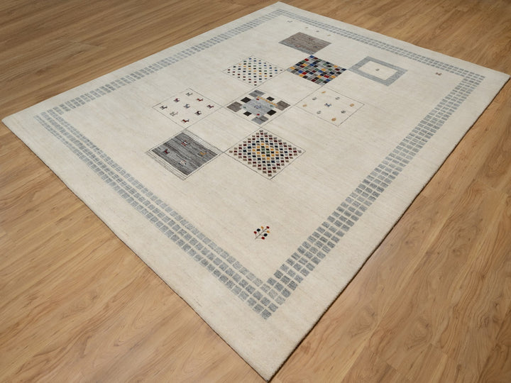 8'3" x 10'2" New Hand Knotted Ivory Wool Rectangle Oriental Rug - MOA10291338