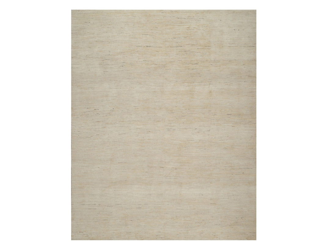 7'9" x 9'8" New Hand Knotted Ivory Wool Rectangle Oriental Rug - MOA10291341