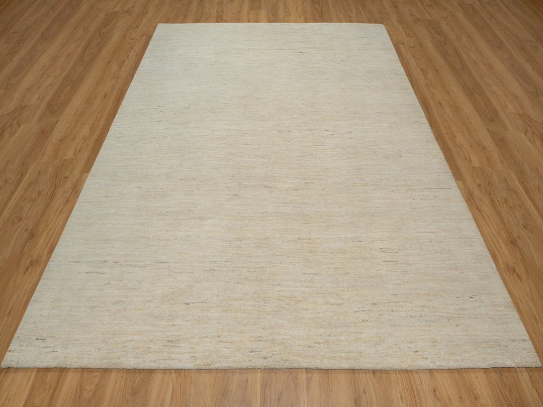 7'9" x 9'8" New Hand Knotted Ivory Wool Rectangle Oriental Rug - MOA10291341