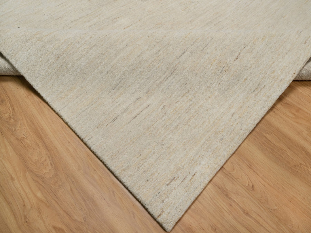 7'9" x 9'8" New Hand Knotted Ivory Wool Rectangle Oriental Rug - MOA10291341