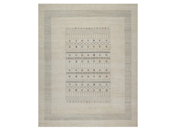 8'1" x 10'0" New Hand Knotted Ivory Wool Rectangle Oriental Rug - MOA10291342