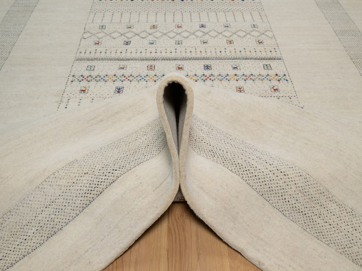 8'1" x 10'0" New Hand Knotted Ivory Wool Rectangle Oriental Rug - MOA10291342