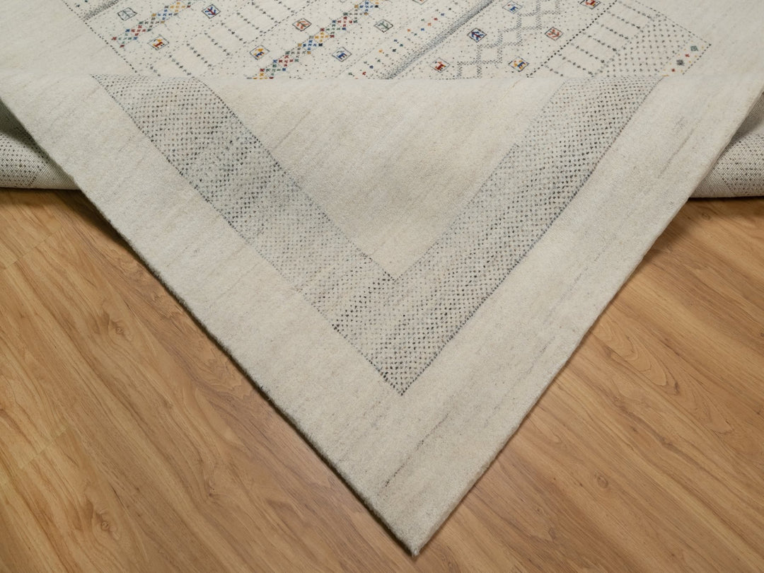 8'1" x 10'0" New Hand Knotted Ivory Wool Rectangle Oriental Rug - MOA10291342
