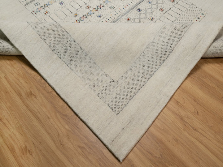 8'1" x 10'0" New Hand Knotted Ivory Wool Rectangle Oriental Rug - MOA10291342