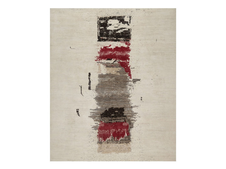 8'2" x 10'0" New Hand Knotted Ivory Wool Rectangle Oriental Rug - MOA10291344