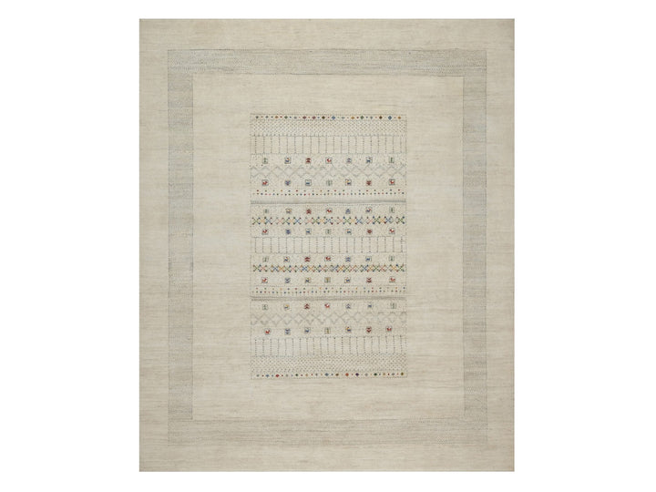 8'1" x 10'0" New Hand Knotted Ivory Wool Rectangle Oriental Rug - MOA10291345