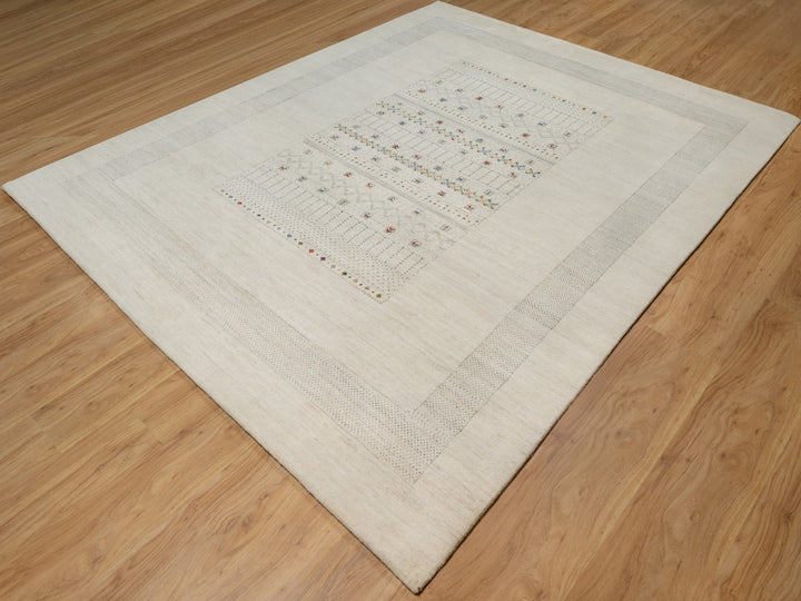 8'1" x 10'0" New Hand Knotted Ivory Wool Rectangle Oriental Rug - MOA10291345